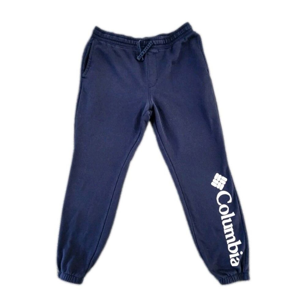 Columbia Fleece Sweatpants Mens Large Blue Cotton Joggers Tapered Performance